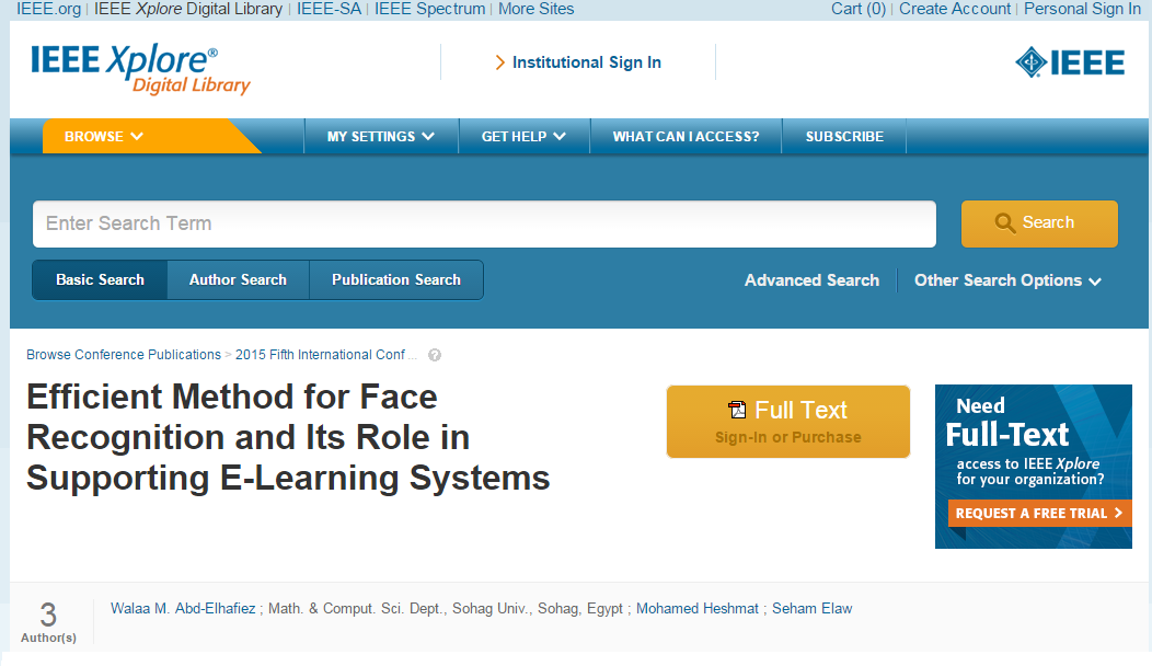 Efficient Method for Face Recognition and Its Role in Supporting E-learning Systems